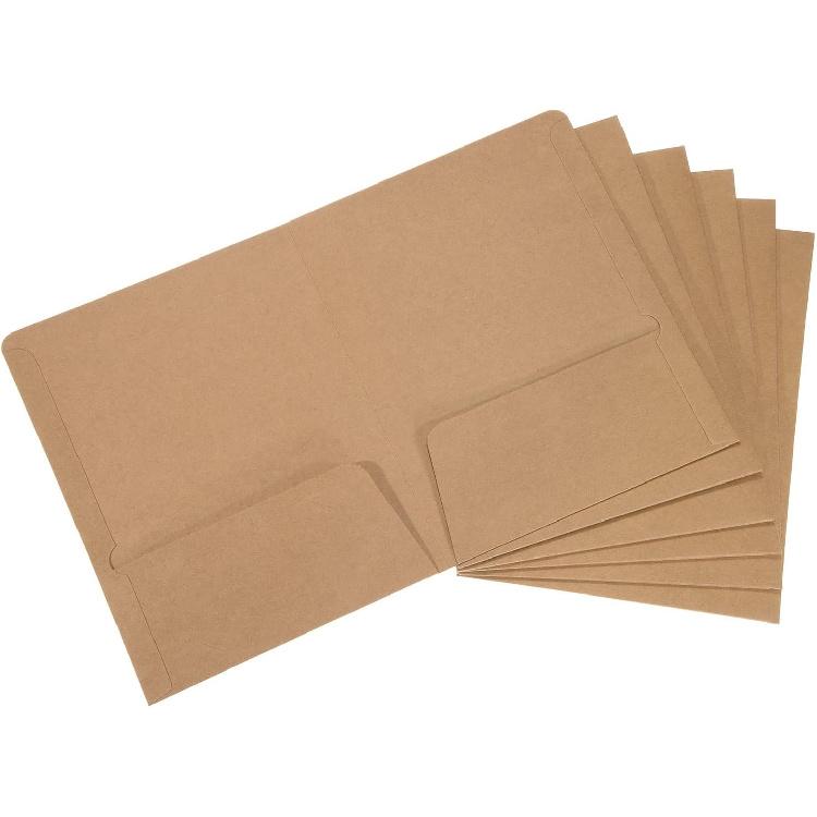 PATIKIL Two-Pocket Folders, 3 Pack A5 Size Letter Files Portfolio Storage Organizer Folder for Office Business, Brown