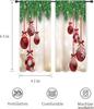 Christmas Ornament Curtains Red Bauble Snowflake Print for Living Room Holiday Decor