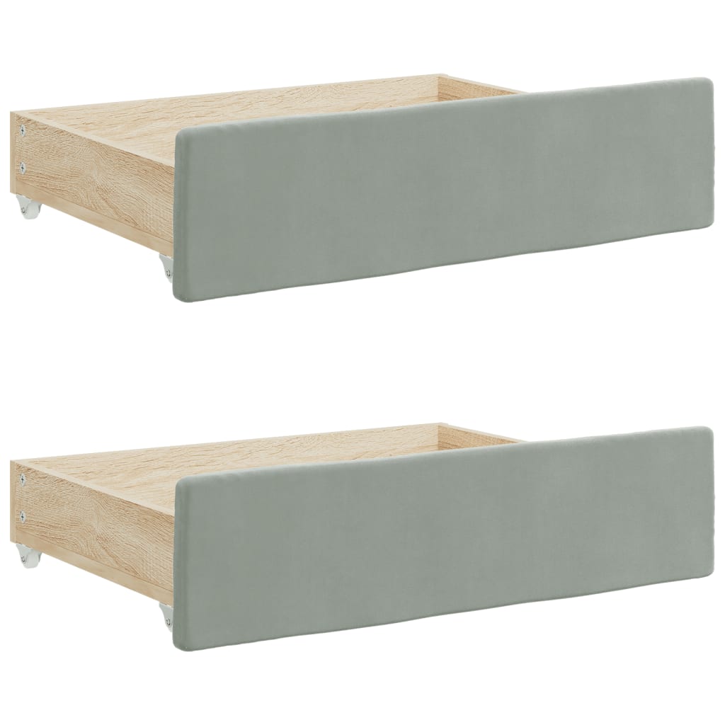 Pull Out Daybed with Drawers Light Grey 100 x 200 cm Velvet