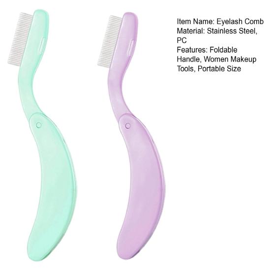 1/2Pcs Eyelash Separator Comb Foldable Handle Lash Separator Tool Stainless Steel Teeth Eyelash Separating Brush Mascara Applicator Comb Women Makeup