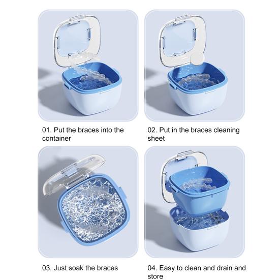 Двухслойный держатель для зубных протезов, контейнер для хранения брекетов, не содержащий бисфенол-А, компактный портативный дренажный многослойный портативный футляр для хранения зубных протезов