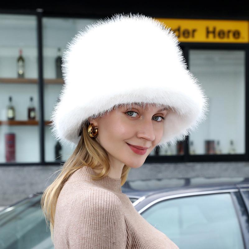Autumn and Winter Thick Warm Women's Hat Versatile and Fashionable Imitation Fox Fur Fisherman Hats