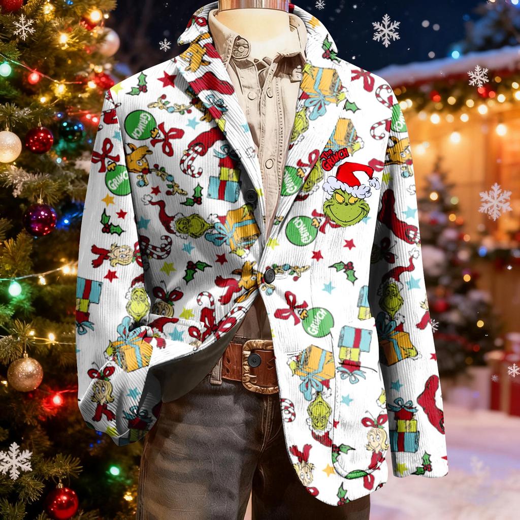 Мужской уродливый рождественский вельветовый теплый карманный пиджак-кардиган, мужской повседневный костюм