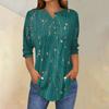 3/4 Length Sleeve Womens Tops Summer T-Shirts Floral Print V Neck Casual Basic Tee Button Shirts Tunic Tops
