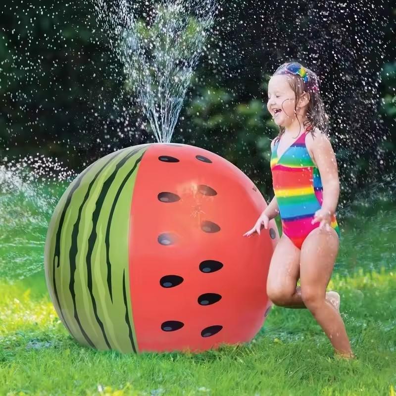 60cm PVC Inflatable Watermelon Ball Water Spray Outdoor Garden Toys Kids Summer Party Beach Themed Birthday Decor Supplies