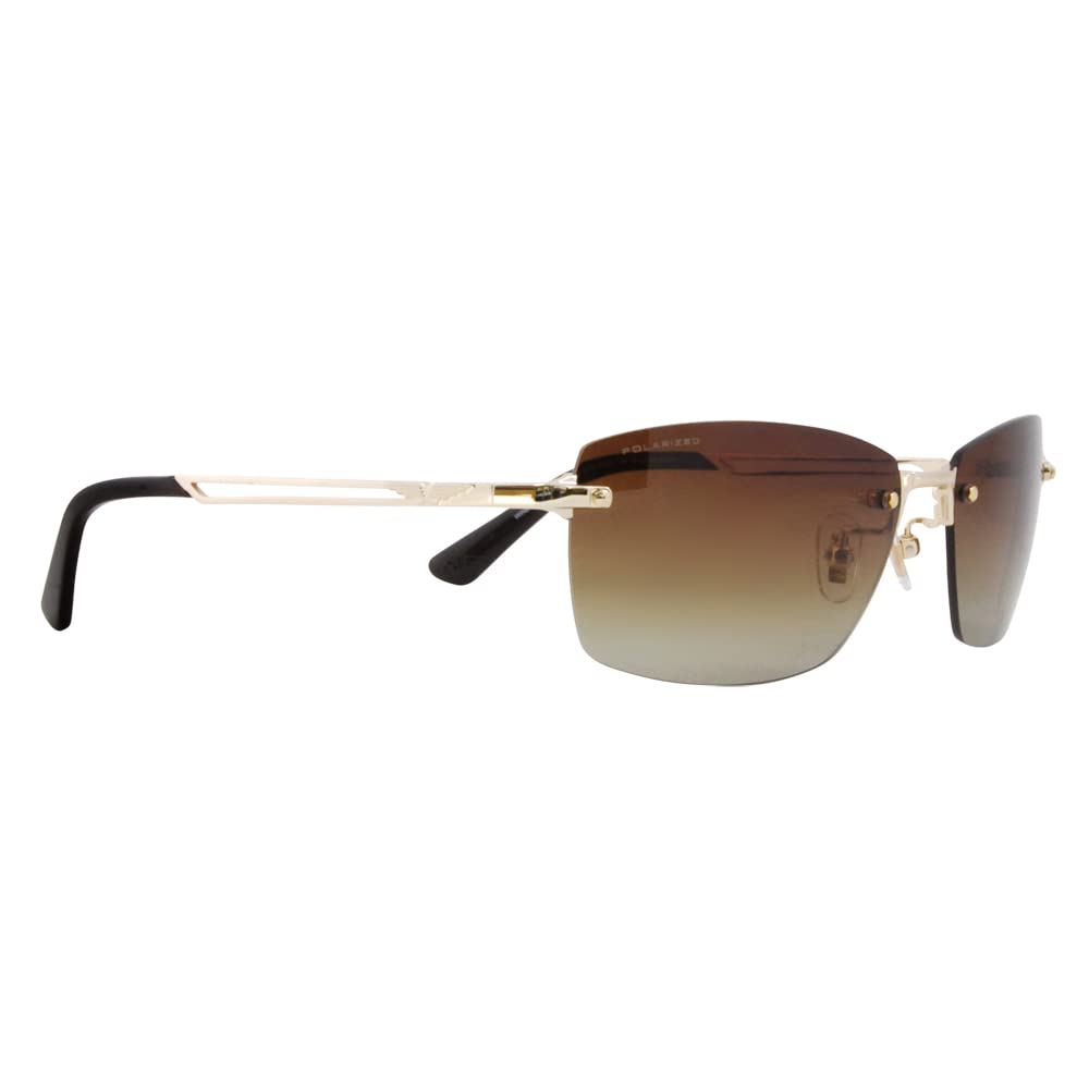 POLICE Sunglasses SPLG39J 300P 60 2023 Model WIND Rimless Square Titanium Polarized Lenses Frame Shiny White Gold Lens Brown Gradient Two-Point Men's