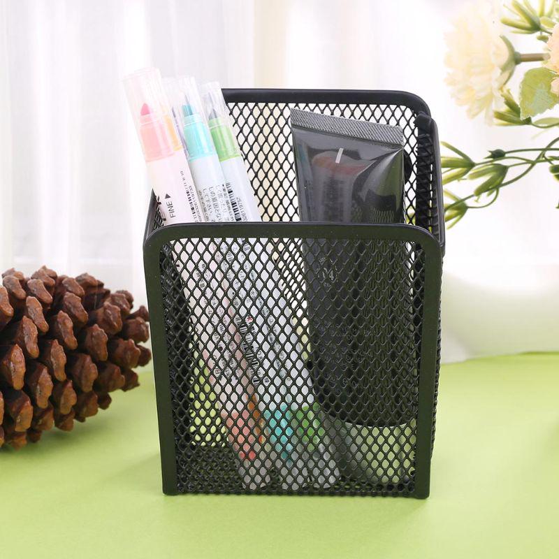 Metal Wire Mesh Magnetic Basket Storage Box Blackboard Chalk Pen Pencil Makeup