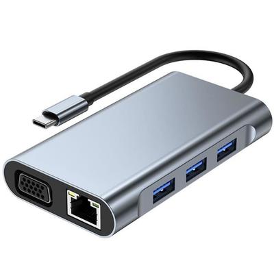Адаптер USB-C - Хаб 8-в-1 - HDMI 4K - VGA - USB 3.0 - Gigabit Ethernet