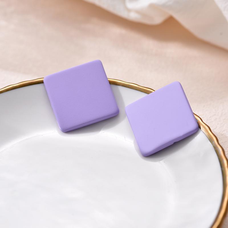 Fashion Candy Color Square Stud Earrings For Women Geometric Big Blue Red Black Frosted Paint INS Korean Solid Acrylic Earrings