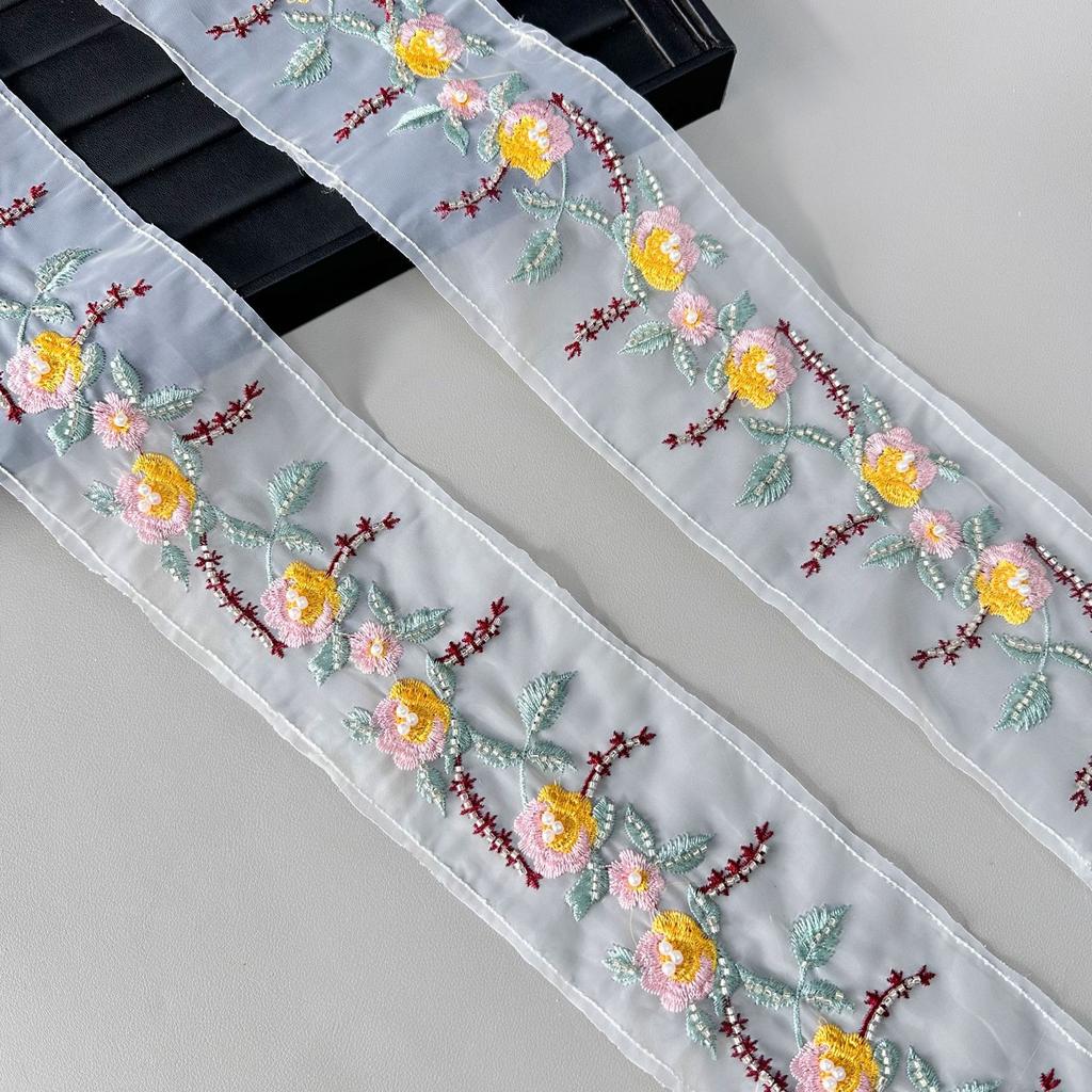 Национальный стиль Цветная вышивка Кружево Этнический стиль Ханьфу Старинный костюм Юбка-лошадь Одежда Занавеска Вышивка Украшение Штрих-код