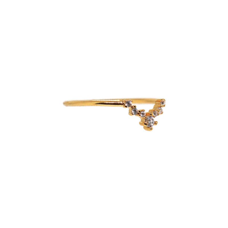 Shertz Crown Cubic Point Slim Ring (14k)
