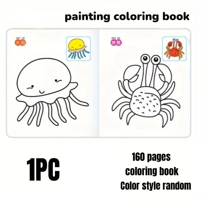 160-Page Coloring & Drawing Book With Animal & Nature Themes Non-Toxic Safe Paper Blue Cover Art Supplies Creative Birthday Gift