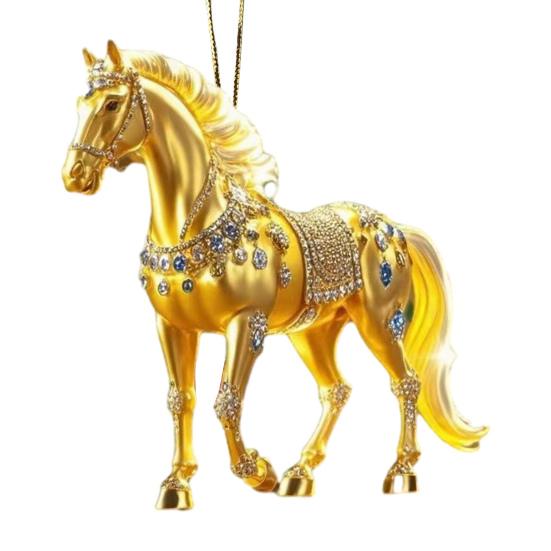 Sparkling Horse Ornament 2D Acrylic Hanging Decor Realistic Christmas Tree Horse Charm Elegant Equestrian Gift for Holiday Tree