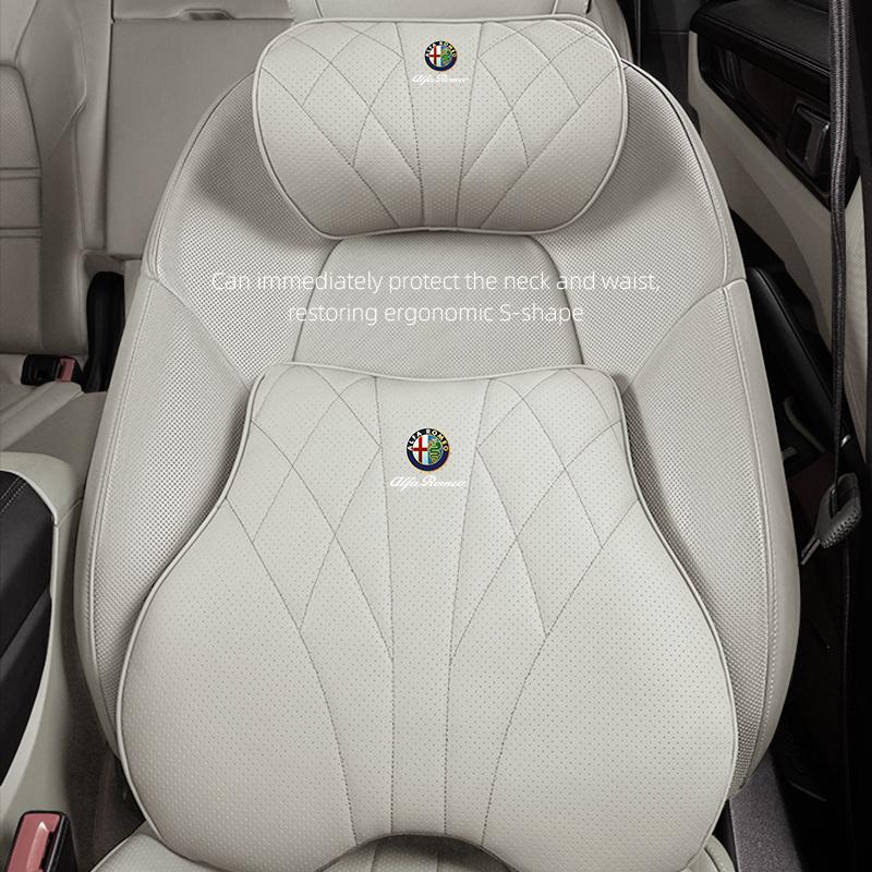AGM1 Memory Cotton Car Seat Covers Breathable Neck Pillow Lumbar Support For Alfa Romeo Giulietta Mito 159 Giulia Stelvio 156 147