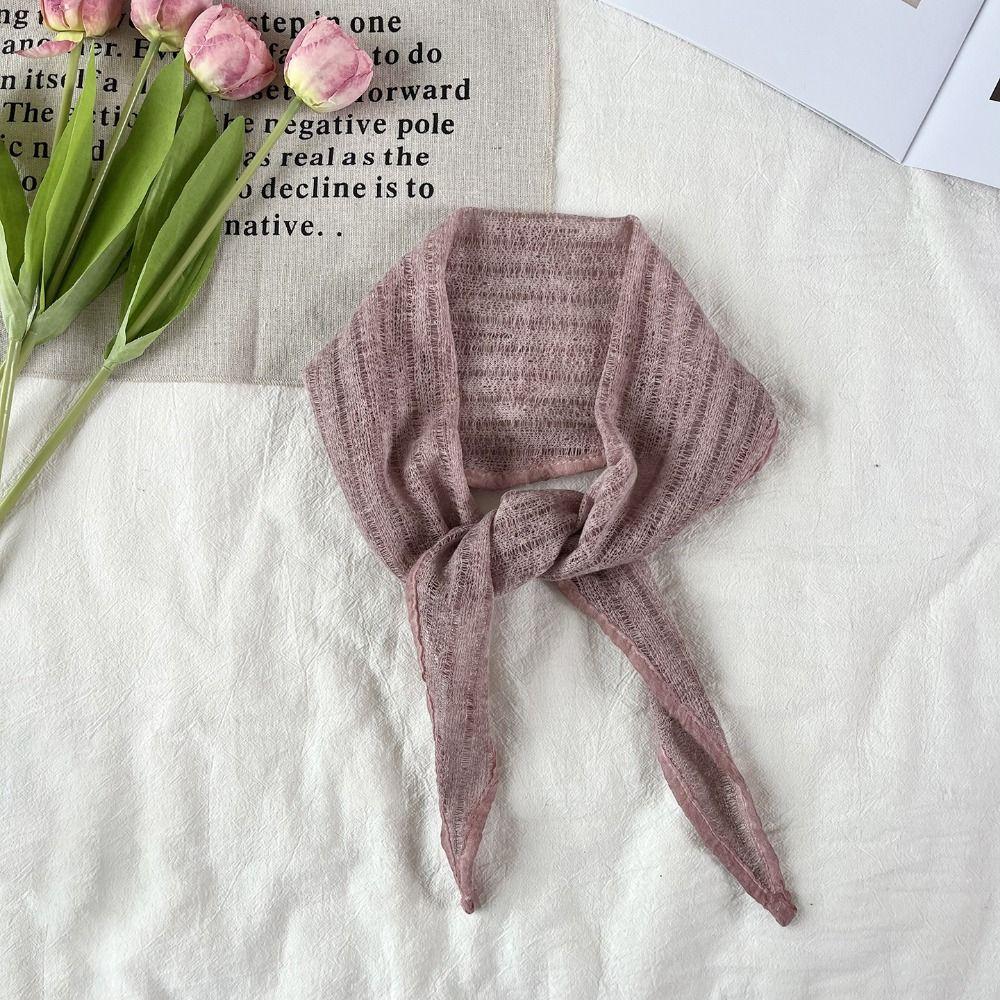 Pure Color Triangle Scarf Hollowed-out Head Wrap Fashion Neck Scarf  Photo Props