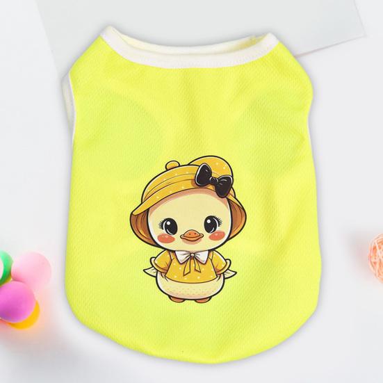 Dog Vest Round Neck Summer Breathable Pet T-shirt Cute Cartoon Animal Print Cat Pullover Pet Fashion Clothes