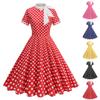 Women's Fashionable  Fresh Polka Dot Long And Long Swing Retro Dress