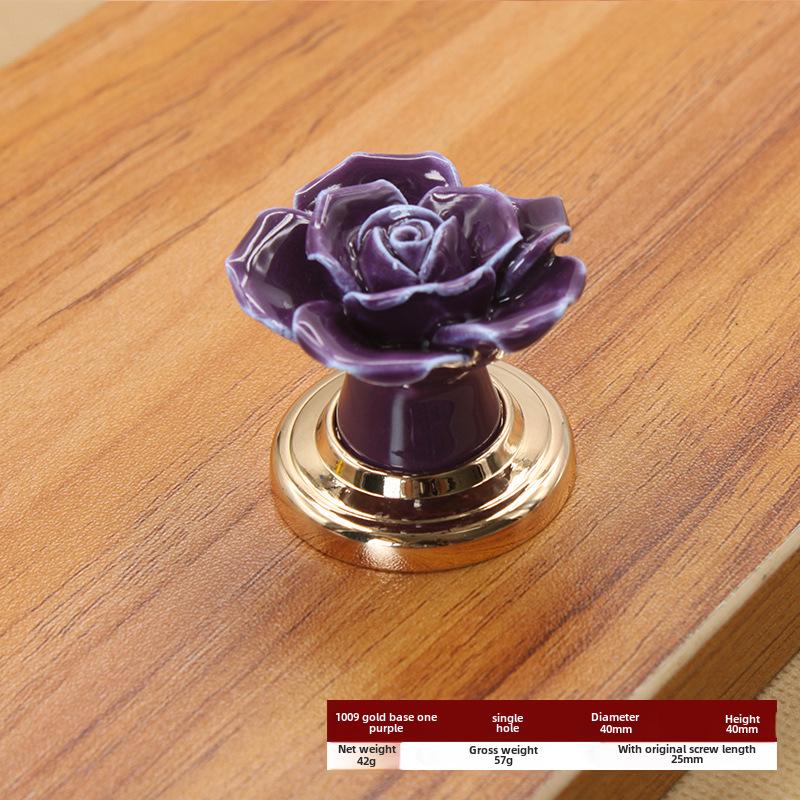 Ручка для шкафа из розовой керамики - современный пасторальный стиль, одно отверстие для ящика, гардероба или двери