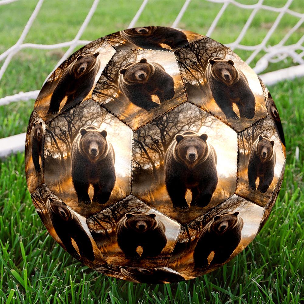 1pc Wild Bear Encounter Theme Soccer Ball Football, Size 5, Lightweight PVC, Outdoor Training Soccer Ball,Gift c6510