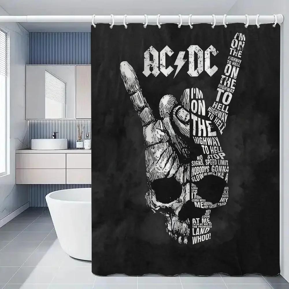 Шторка для душа Rock-ACDC для ванной комнаты Аксессуары Складная перегородка Занавески для ванной Комнаты Водонепроницаемая ткань Вещи Набор Дом