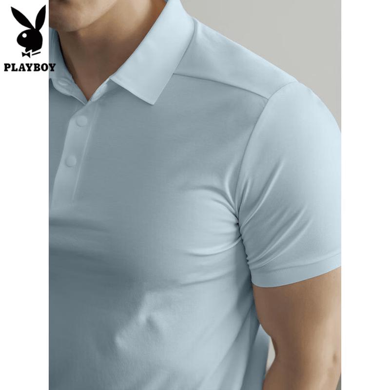 PLAYBOY Мужская повседневная деловая футболка-поло с полумолнией, быстросохнущая