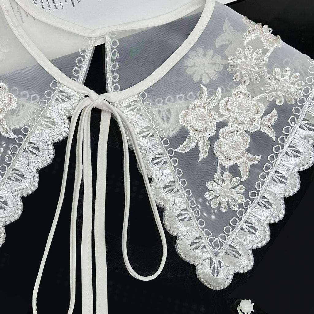 Four Seasons Shawl Milk Silk Chiffon Water Soluble Embroidery False Collar Lace Collar