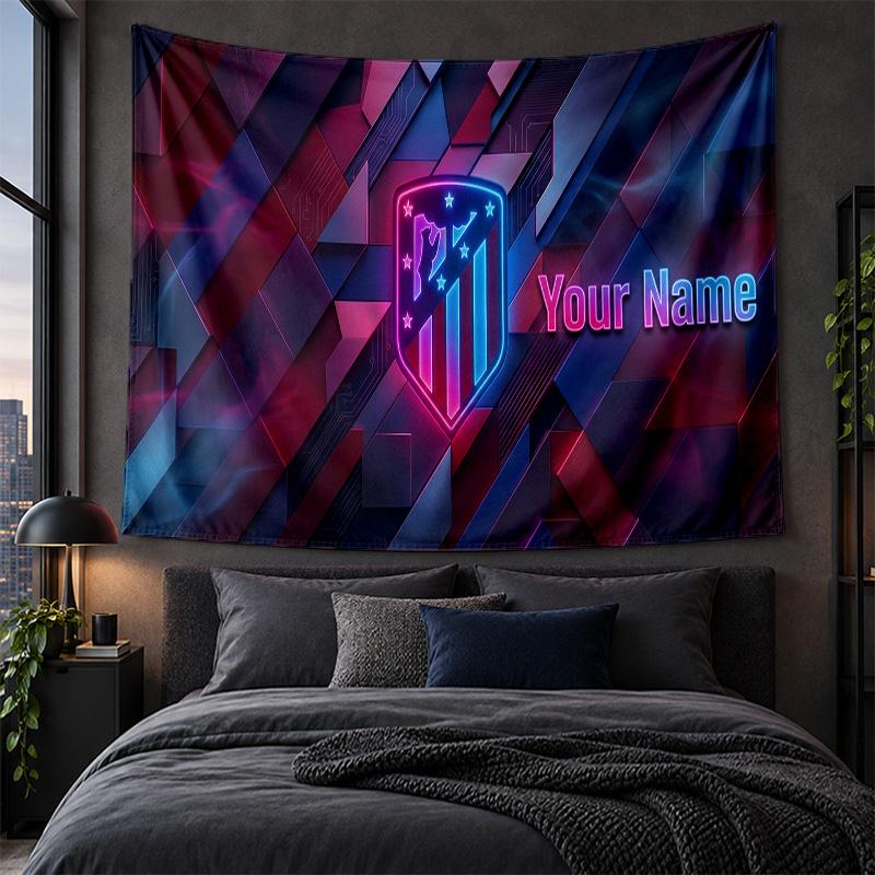 Personalized Tapestry Wall Hanging Atletico Madrid FC Pattern Art Background Cloth
