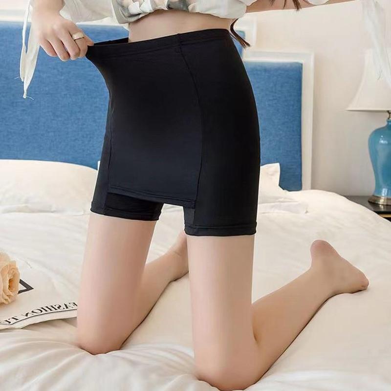 Ice Silk High Waist Safety Pants Boxer Women Thin Sliming Fit Women's Summer Shorts Double Layer Seamless Skirt Shorts