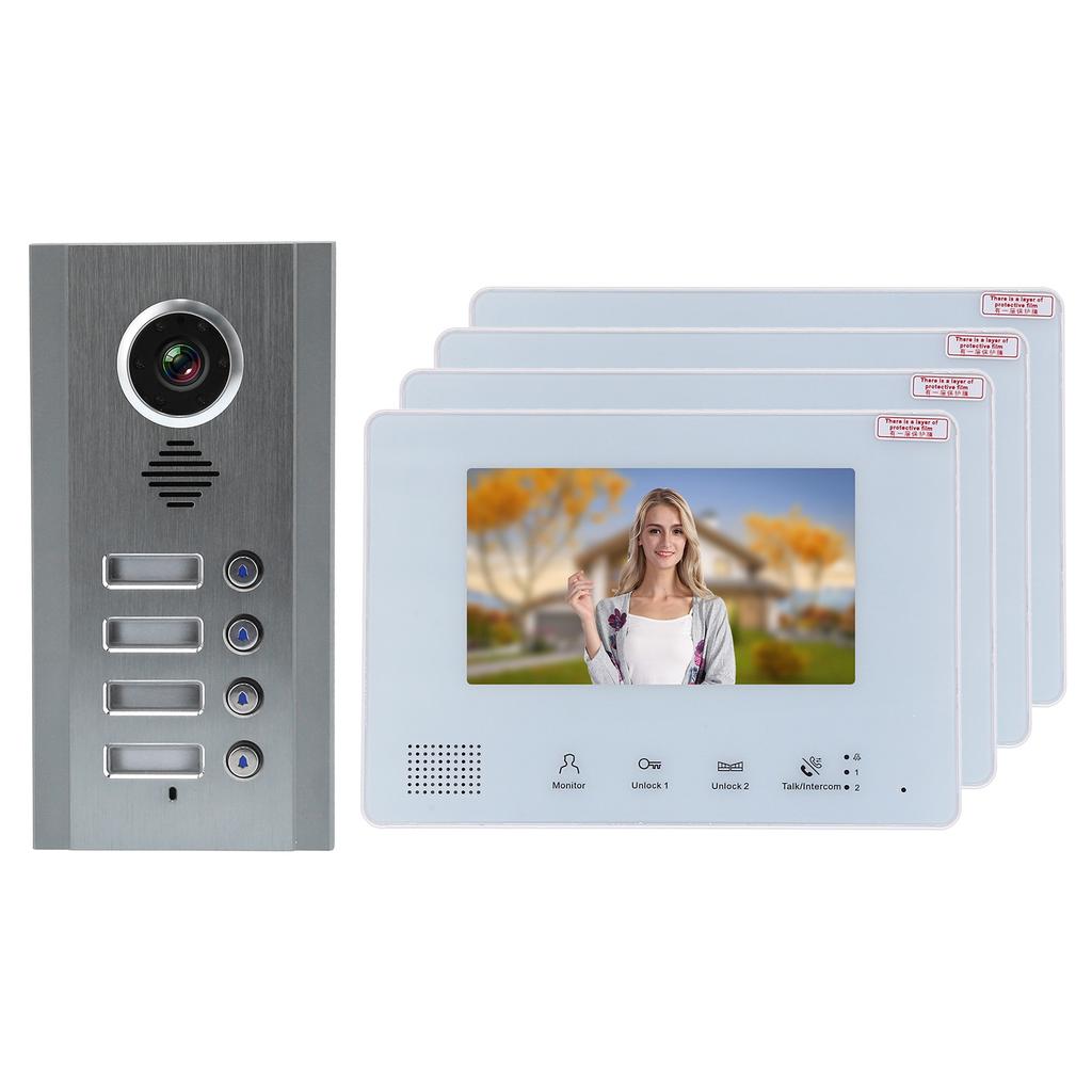 Визуальный домофон, дверной звонок, 7 дюймов, 2 провода, ночное видение, безопасность, телефон, 1 камера, 4 дисплея, 100?240В