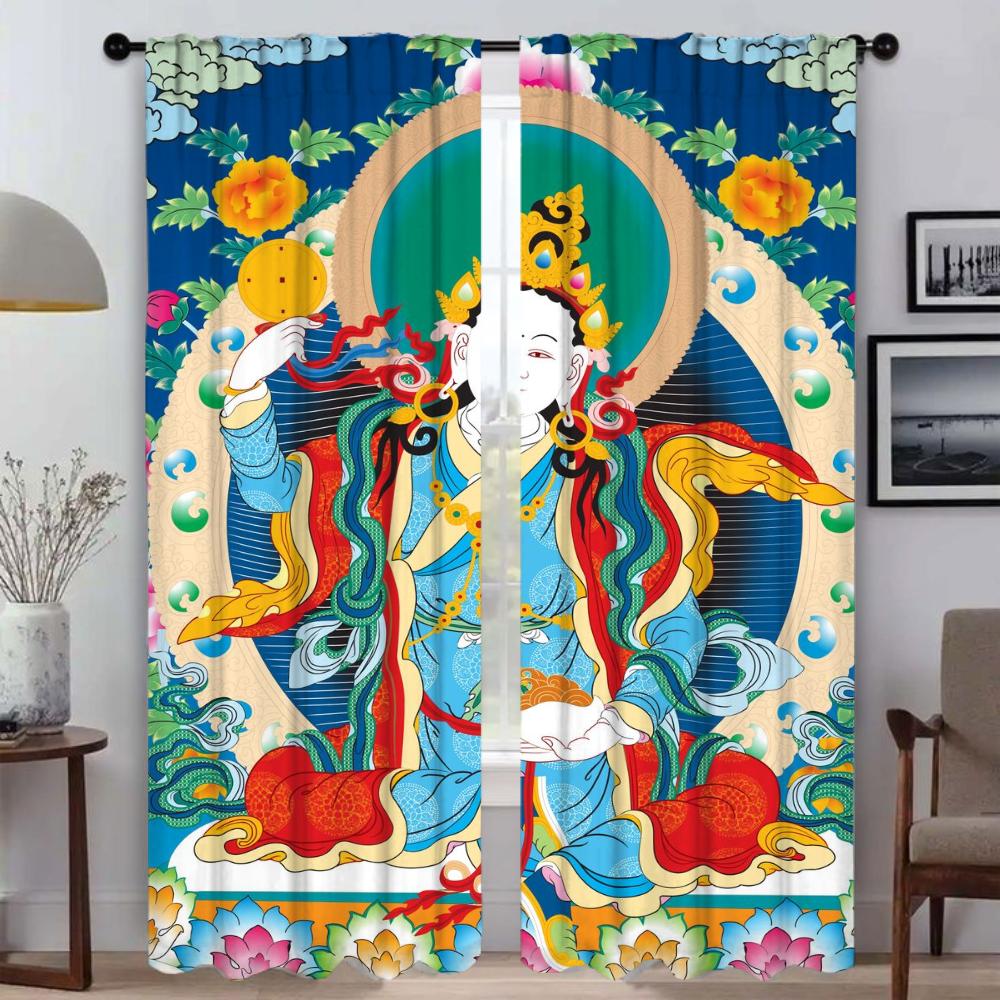 Исламские шторы для гостиной, занавески для украшения Хэллоуина, тюль для спальни, шторы для домашнего интерьера, 2 шт.