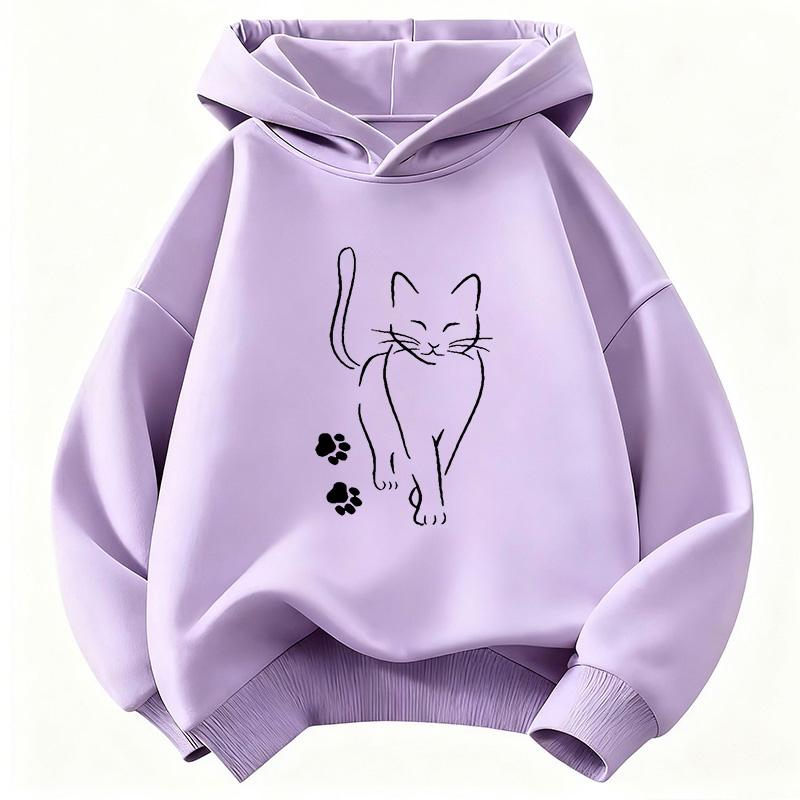 Cute Cat with Paw Hoodie Kids Cat Children's Sweatshirt Hoody for Boys Girls Autumn Winter Casual Hoodies Cartoon