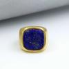 Lapis Lazuli Gemstone Ring, 925 Sterling Silver Ring, Yellow Gold Ring, Handmade Jewelry, Birthday Gifts, Statement Ring