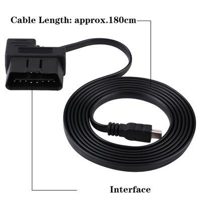 USB-кабель, 180 см для автомобильного OBDII/EOBD 16-контактного, Диагностический удлинительный адаптер на USB-кабель