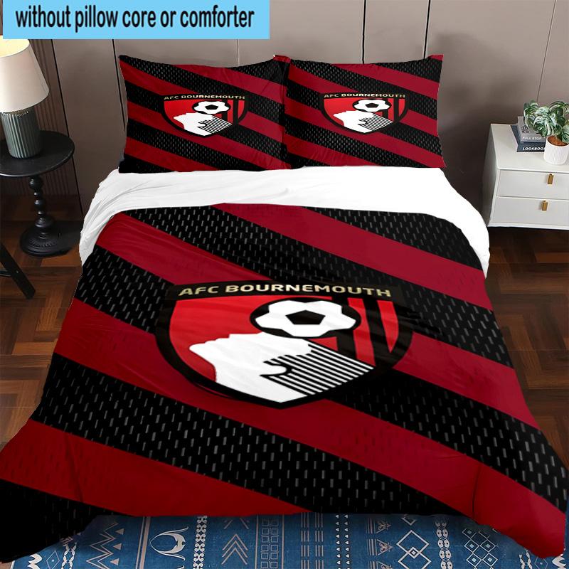 3pcs Afc Crest Bournemouth Printed Bedding Set Duvet Cover Closure Includes 1 Duvet Cover & 2 Pillowcases Bedding Sets Home Decor Gifts