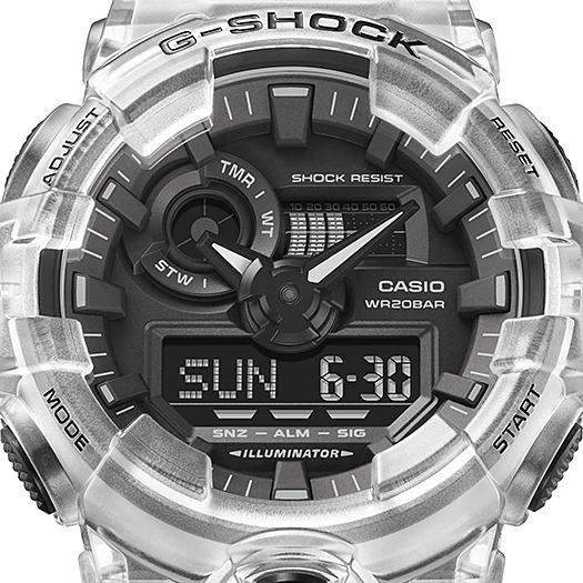 Casio Мужские кварцевые часы GA-700SKE-7A из смолы, водонепроницаемые 200 м, аналоговые, ударопрочные