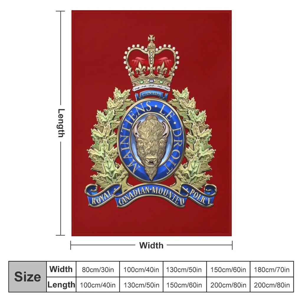 Manta de tiro de terciopelo rojo con insignia RCMP de Policía Real Canadiense montada, manta linda, franela a cuadros