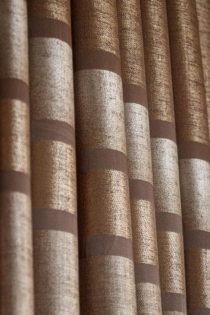 EPeddler Home Одностворчатая занавеска в золотисто-серебряную полоску, плотно плиссированная, жаккардовая, с ярким рисунком