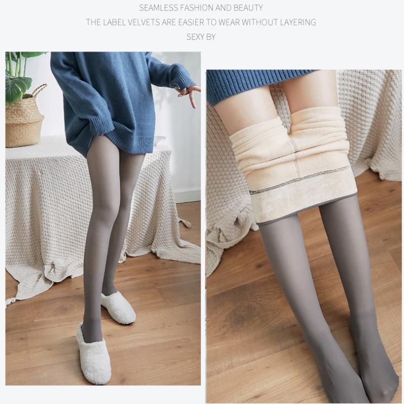 New Winter Warm Tights Pantyhose Women Fleece Socks High Waist Thermal Stocking Insulated Pants Fake Translucent Leggings Tights