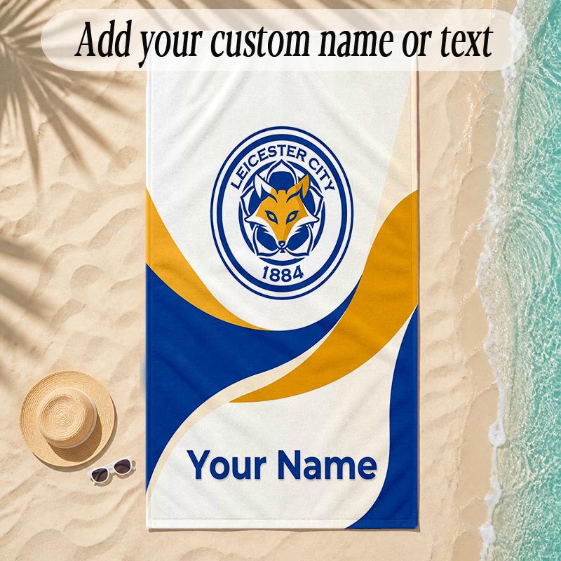 Beach TowelLeicester City Custom Name Text Personalized Soft Towel for Beach Pool Indoor Home Decor Gift