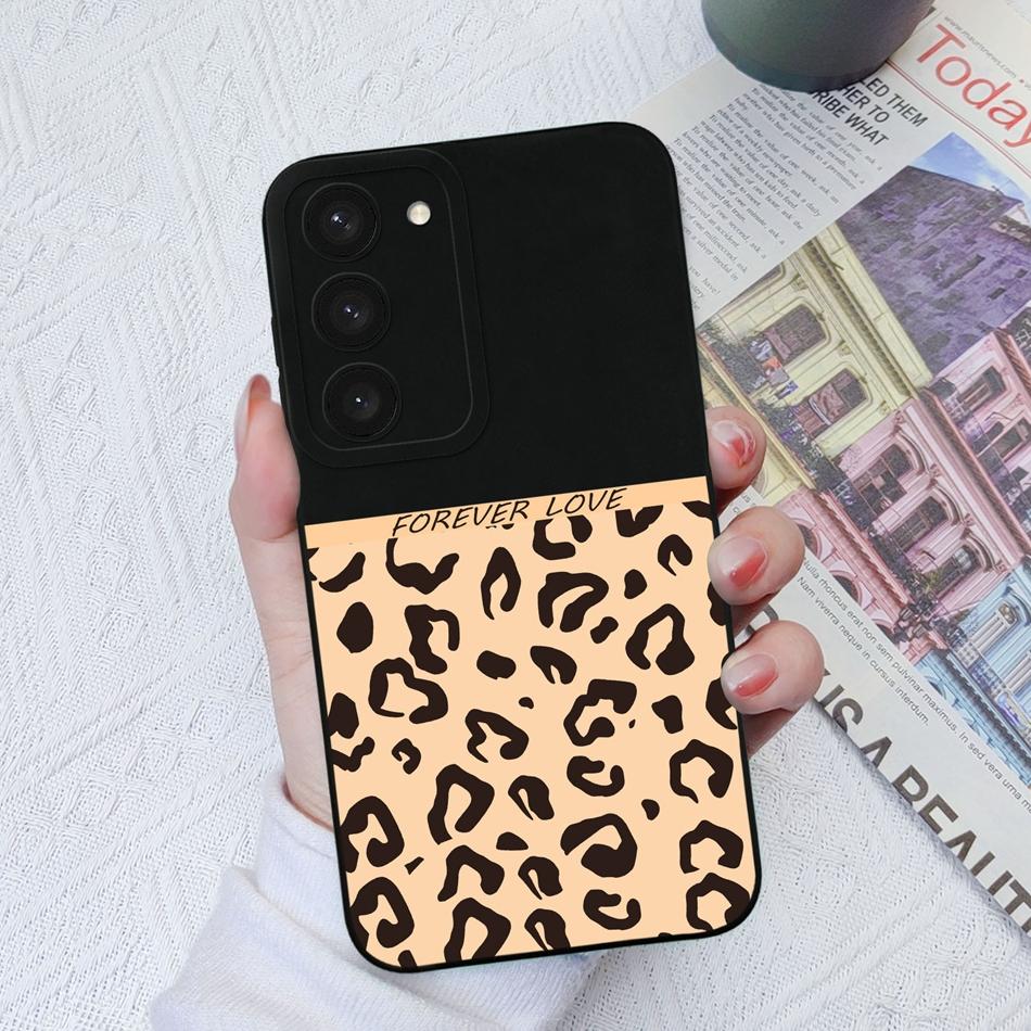 For Samsung Galaxy S23 Ultra Plus FE Phone Case Cartoon Shockproof Liquid Silicone Camera Protection Black Cover Bumper Fundas