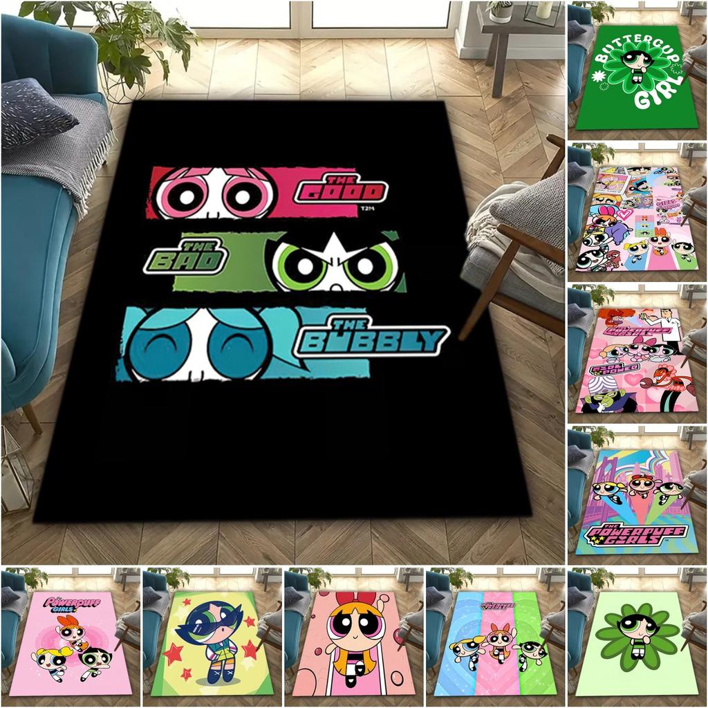 1Pc The Powerpuff Girls Printed rectangle carpet, home door mat, outdoor travel protection carpet A6