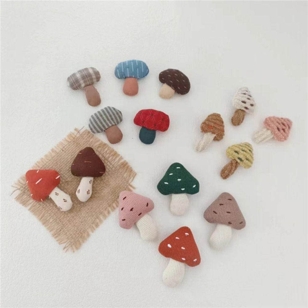 1 Pair Woodland Style Mushroom Brooch Fabric Handcrafted Pin Cute Fabric Mushroom Pin For Women