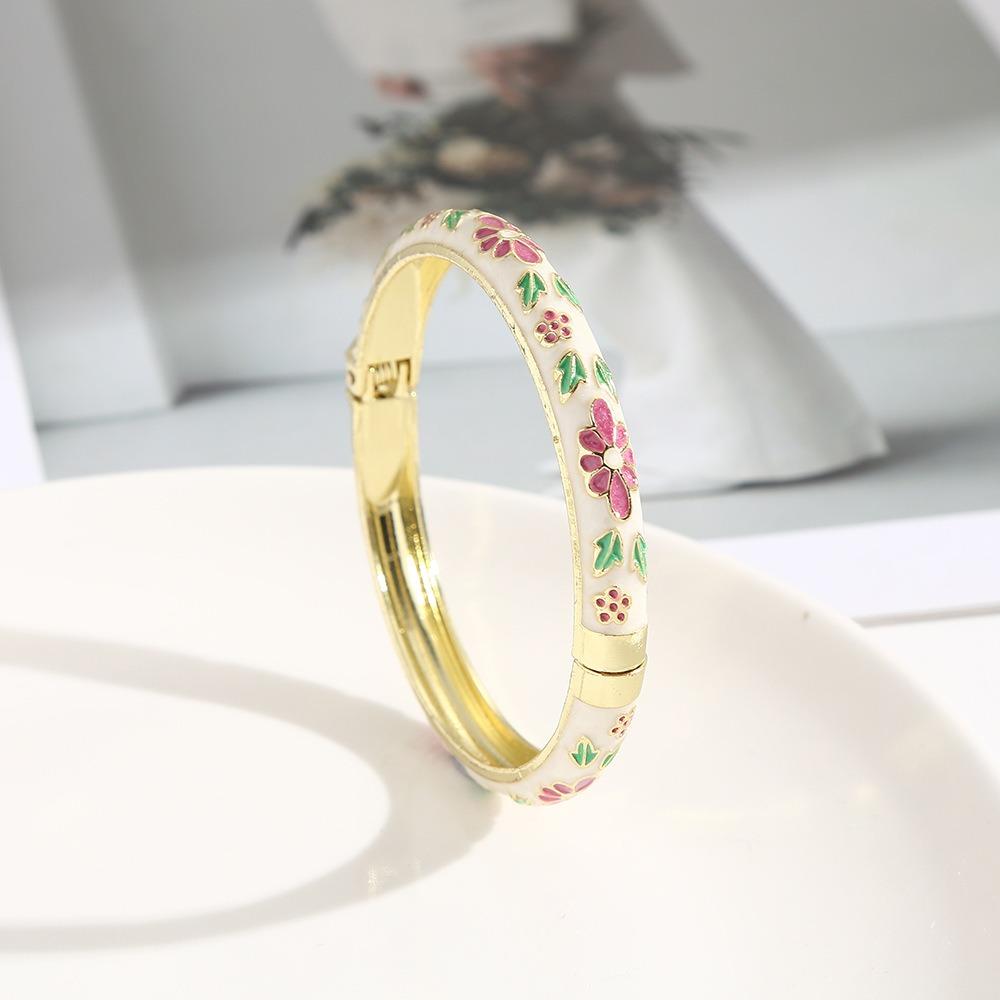 Zinc Zinc Alloy Material Enamel Bracelet Ethnic Floral Motifs Cloisonne Bracelet Gift Giving