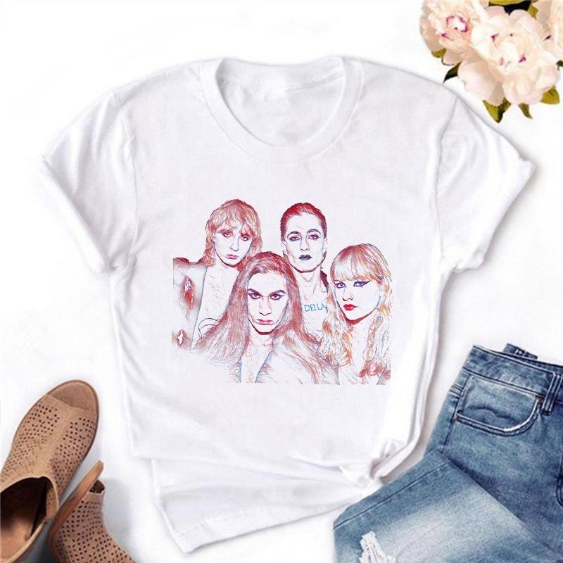 Graphic Tee Maneskin T Shirts Graphic Print Women Clothes Female Clothing Harajuku Short Sleeve T-Shirts 90S Top