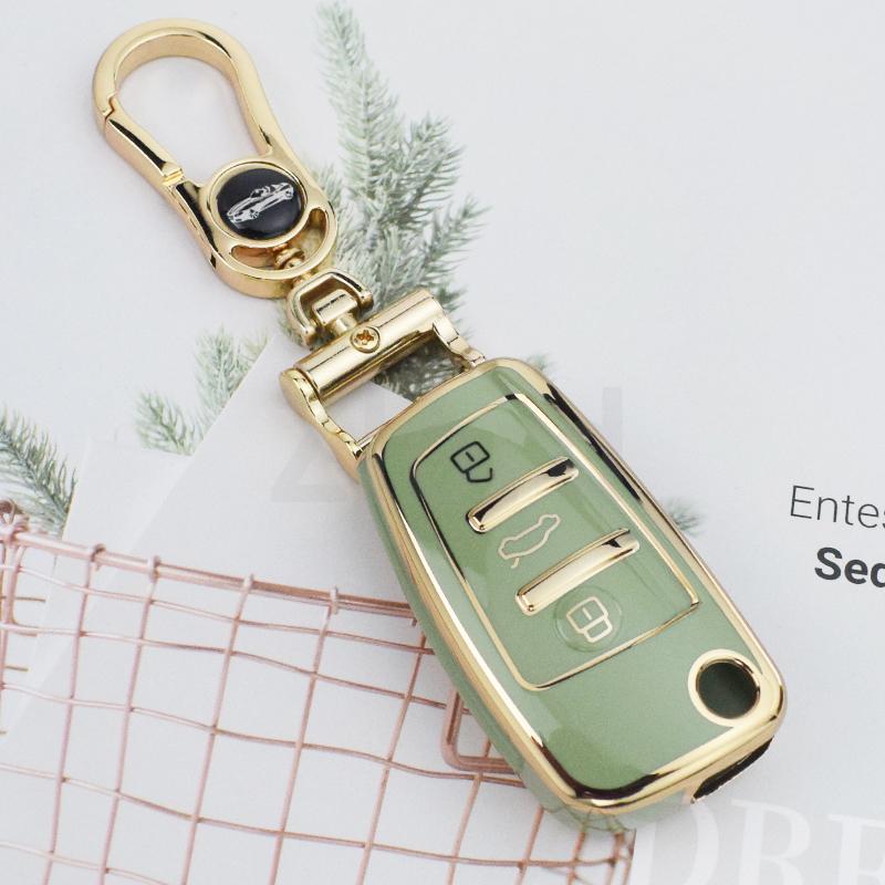 New Soft TPU Car Flip Key Case Cover Shell Fob for A1 A3 A6 A6L Q2 Q3 Q7 TTS R8 S6 RS3 Protector Keychain Auto Accessories