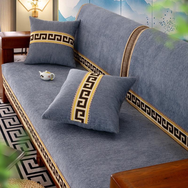 Новый чехол для дивана в китайском стиле, синель, противоскользящая подушка для дивана, диванное полотенце для гостиной, универсальная подушка для дивана, вышивка лентой