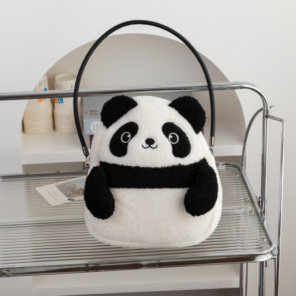Soft Plush Rabbit Handbag Panda Student Schoolbag Storage Pouch Panda Shoulder Bag Travel/Outdoor