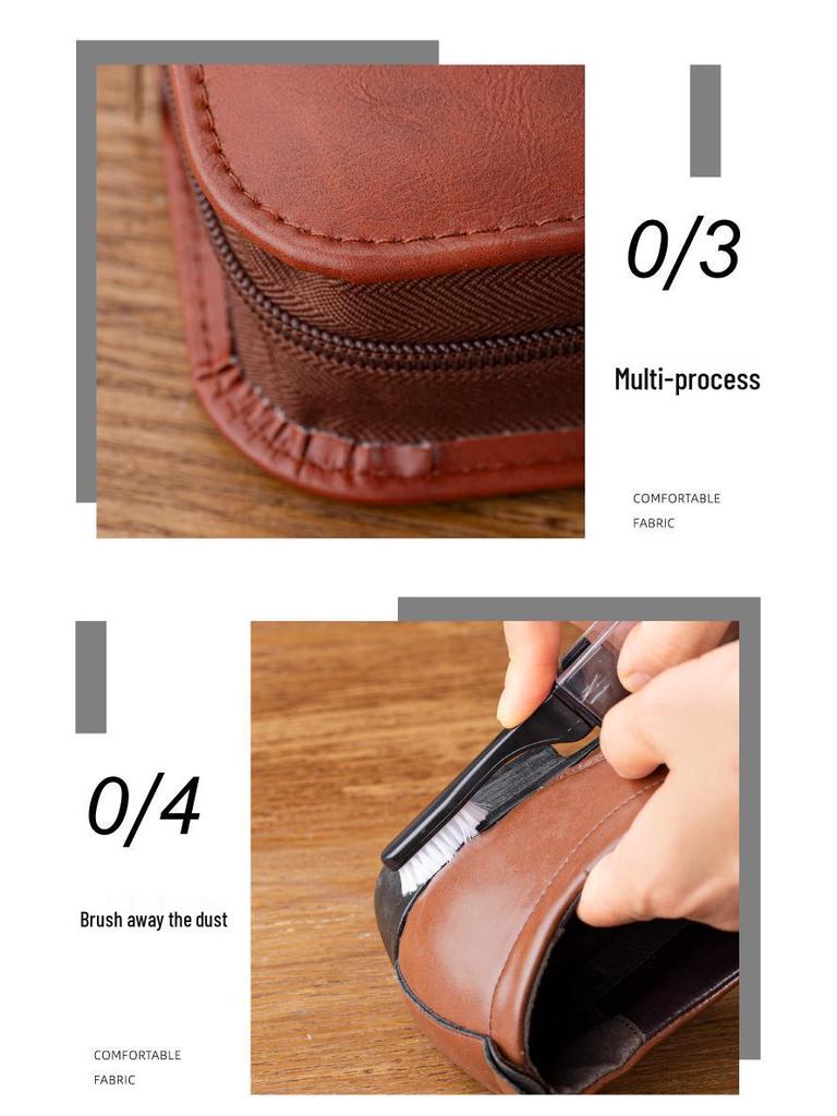 Набор из 7 предметов Love Orange для чистки обуви из конского волоса и ухода за кожей - Черный и бесцветный очиститель с инструментами для ухода