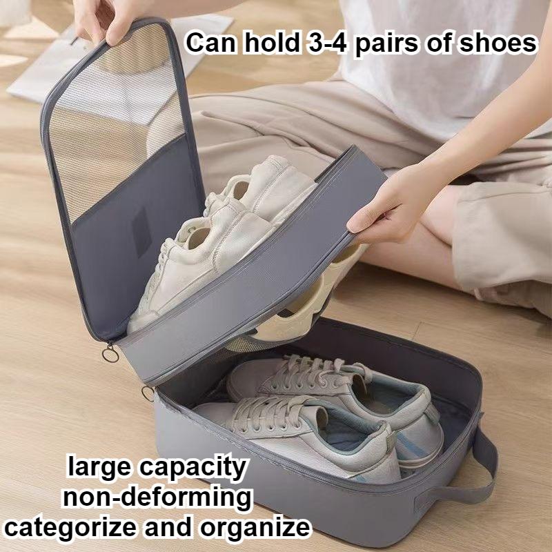 Travel Shoe Organizer Bag Portable 3 Layers Storage Pouch Luggage Accessory for Outdoor Trips Dustproof Space-Saving Shoe Bag