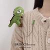 Cute Plush Dinosaur Brooch With Chain Cartoon Animal Brooch Pin Creative Clothing Accessory For Sweater Coat Backpack Gift Funny